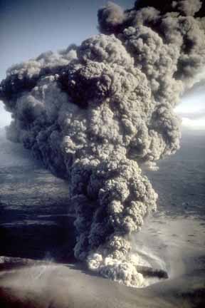 Photograph from air of ash cloud