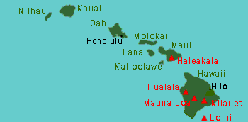 map of the Islands of Hawai`i