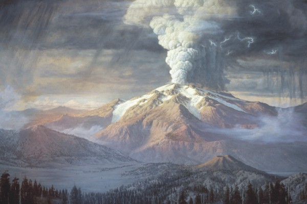 Painting of eruption of Mount Mazama (image courtesy of National Park Service, Crater Lake National Park Museum and Archive Collections)