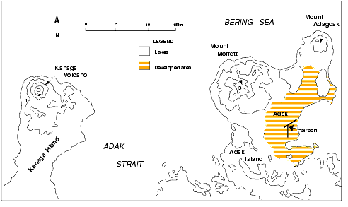 Figure 12. Sketch of portions of Kanaga and Adak Islands.