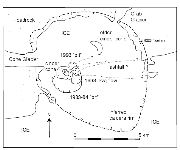 Figure 4. Sketch map of the summit caldera of Mount Veniaminof.
