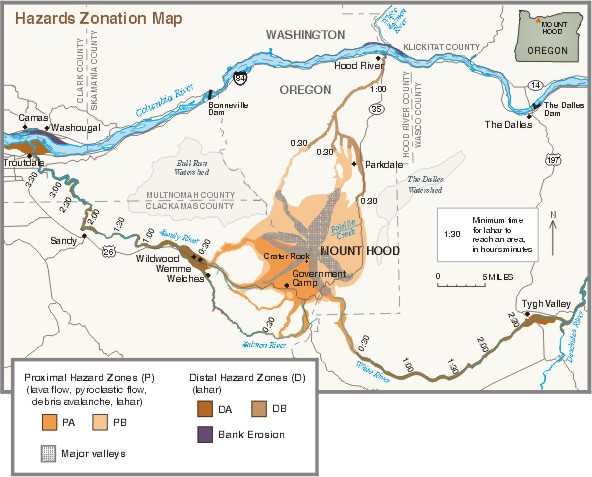 Hazards Map of Mount Hood region